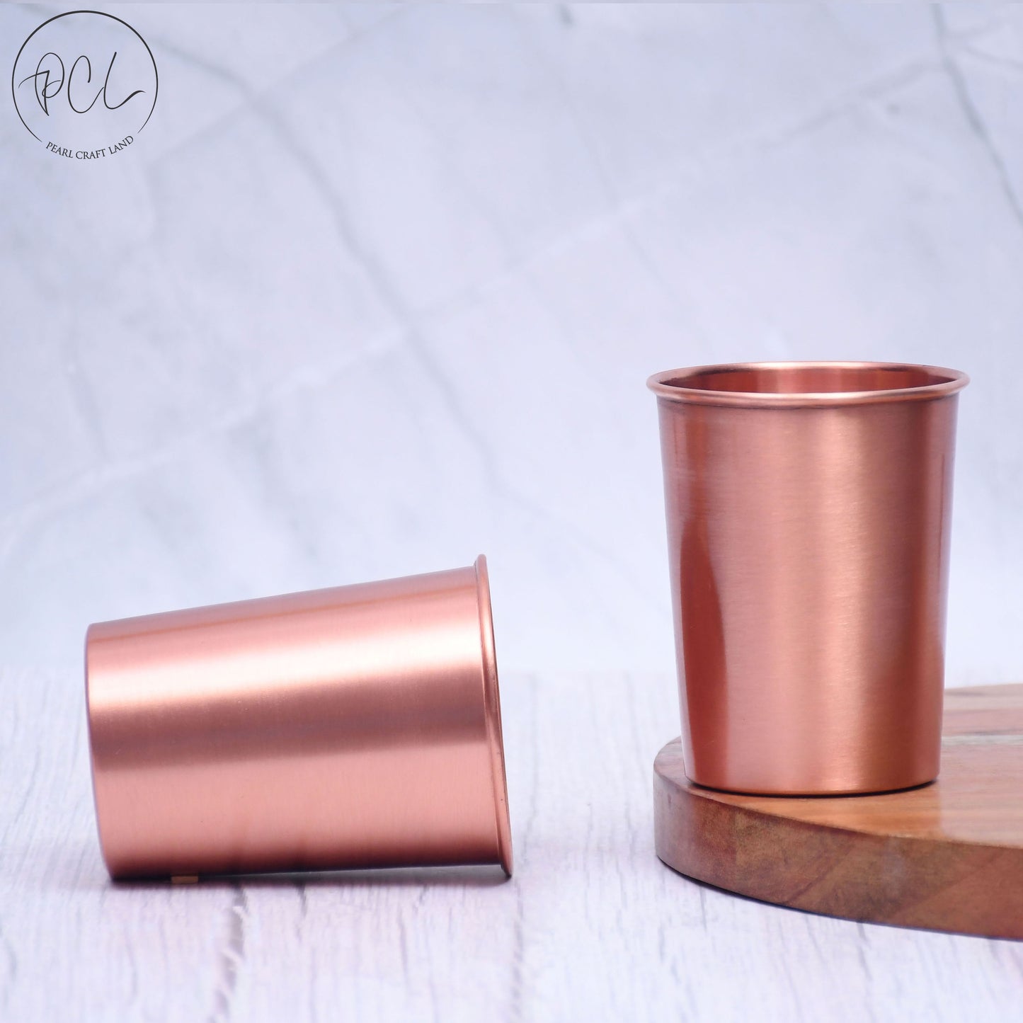 Pure Copper Plain Glossy Water Glass Set of 2 Tumbler Capacity 300ML