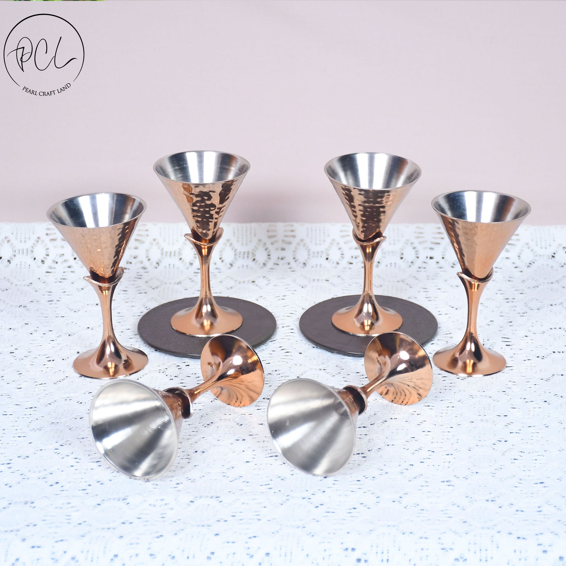 Beautifully Designed Copper Finished Tequila Glass Set of 6 With Woode –  PEARL CRAFTLAND