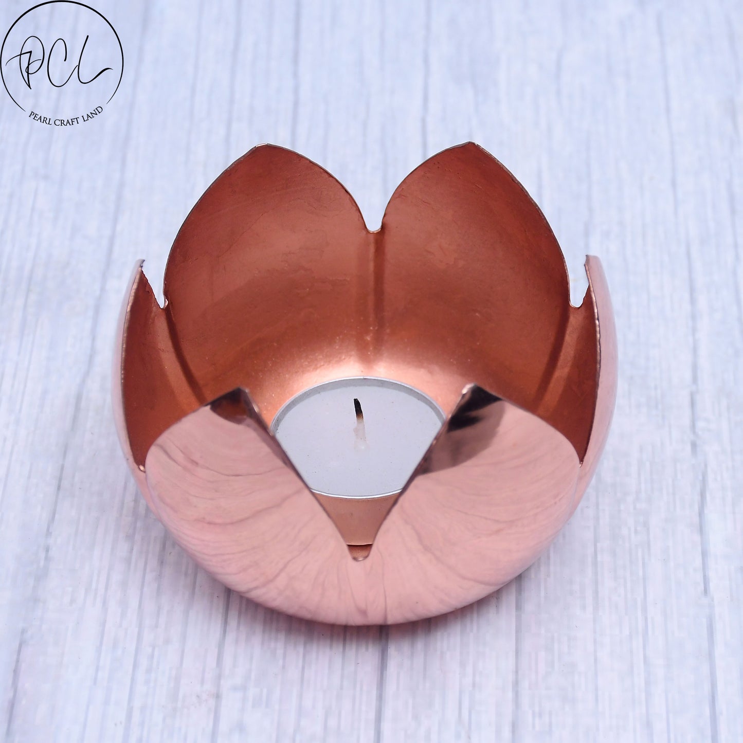 Lotus Shaped Tea- light with Copper Finish