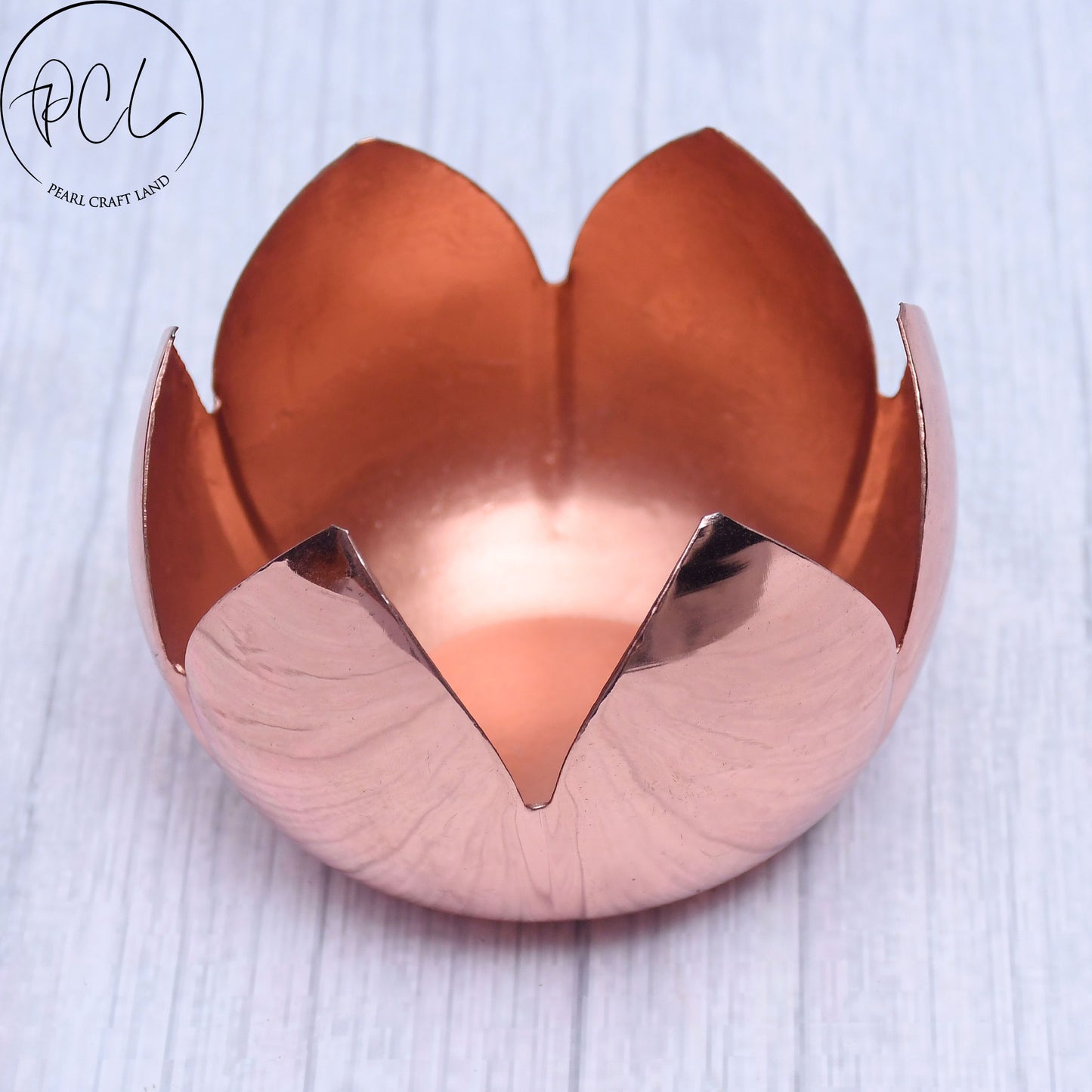 Lotus Shaped Tea- light with Copper Finish