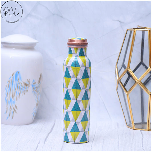 Spiffy Geometric Printed Copper Water Bottle Leak Proof Capacity 1000 ML