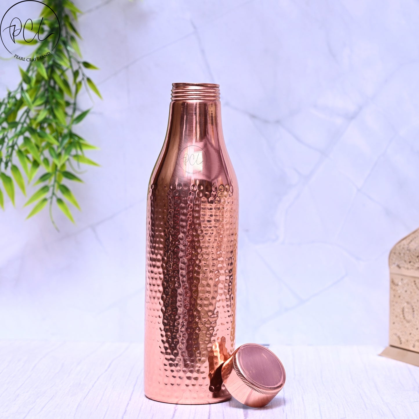 Pure Copper Hammered Design Water Bottle Plain Unique Design Capacity 1000ML