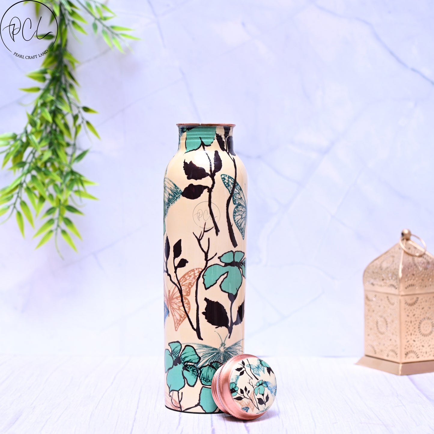 Pure Copper Nature  Printed Water Bottle with Leak Proof Capacity 1000 ML.