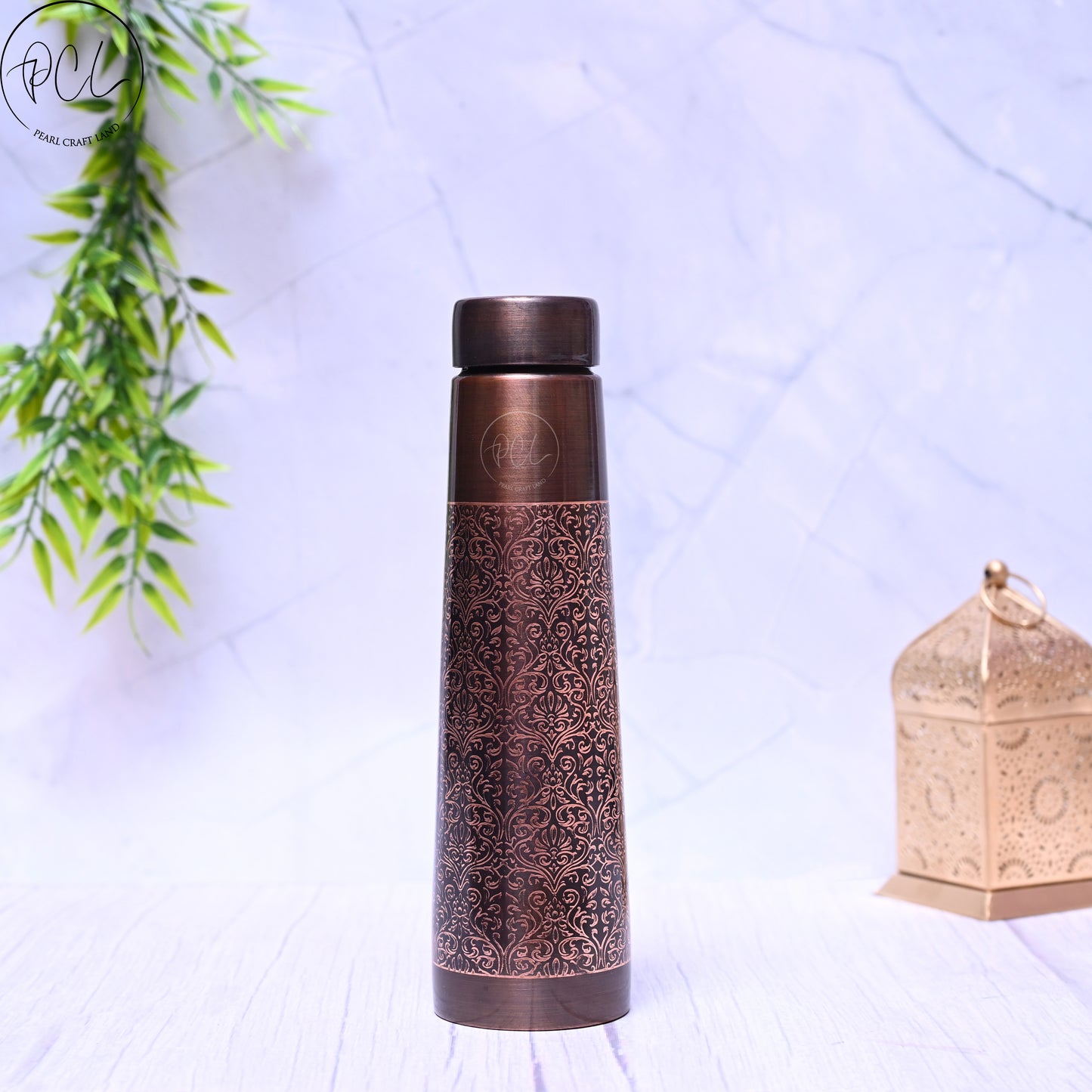 Pure Copper Water Bottle Antique Engraved