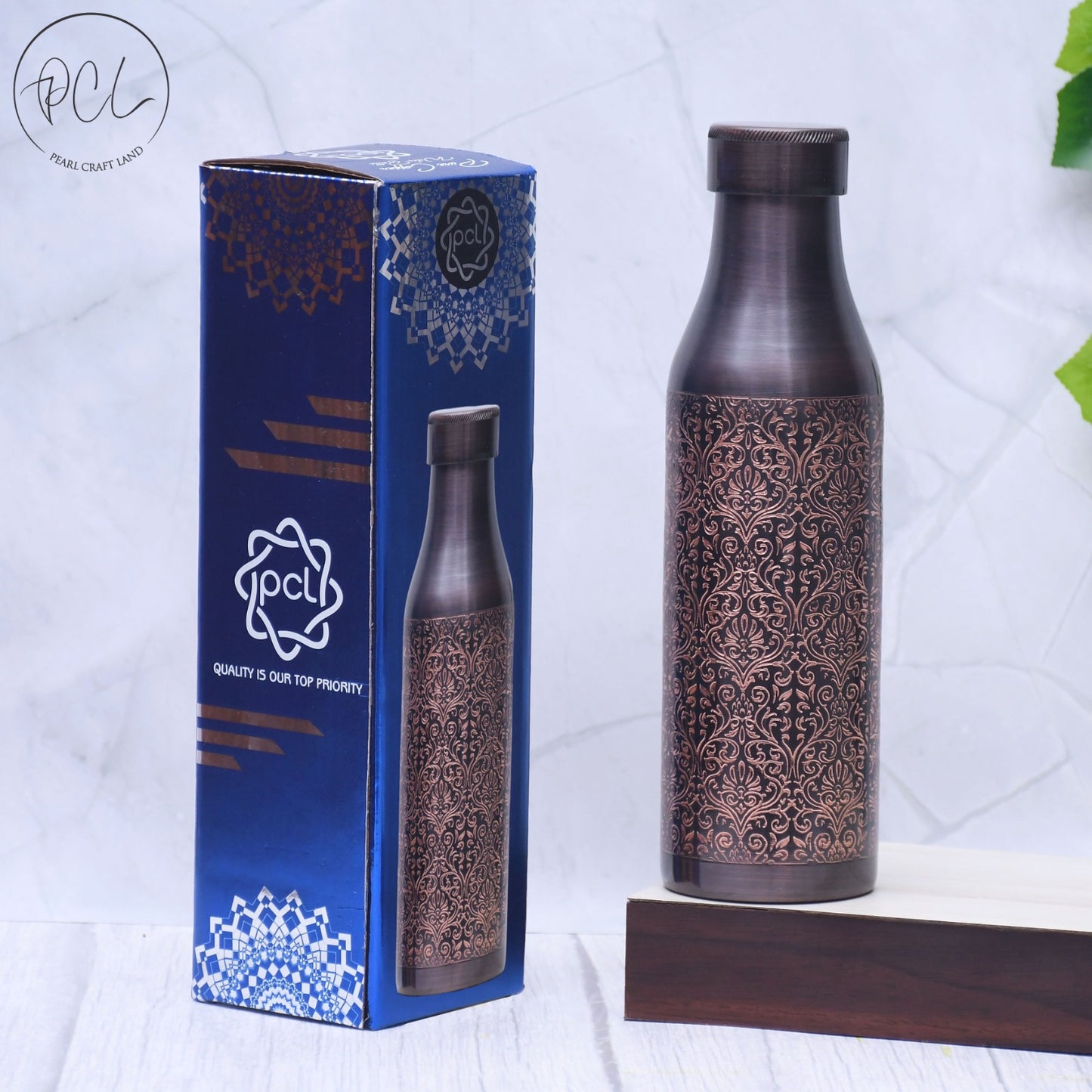 Pure Copper Water Bottle Black Antique Design With Beautiful Looks Capacity 1000ML