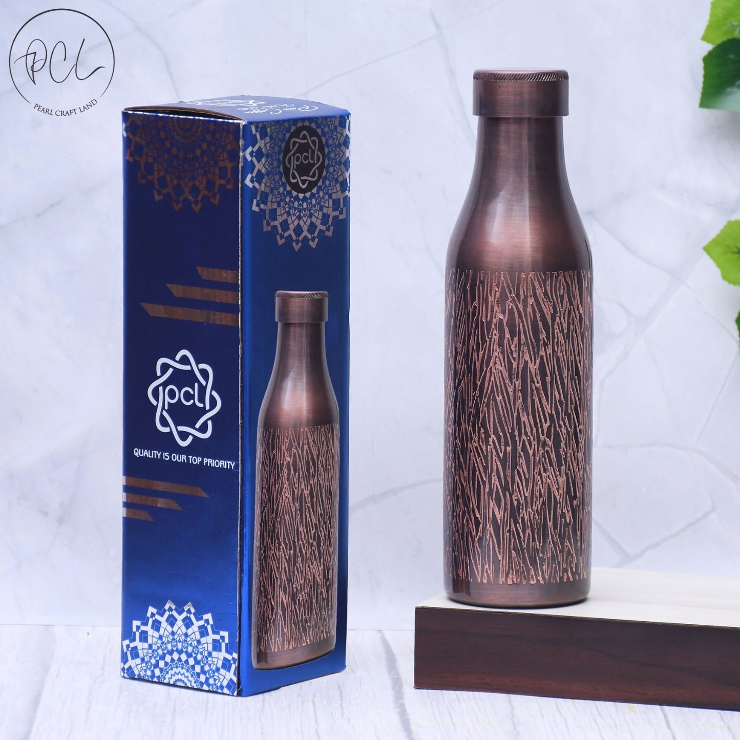 Pure Copper Water Bottle Light Curved Antique Black Design Capacity 1000ML