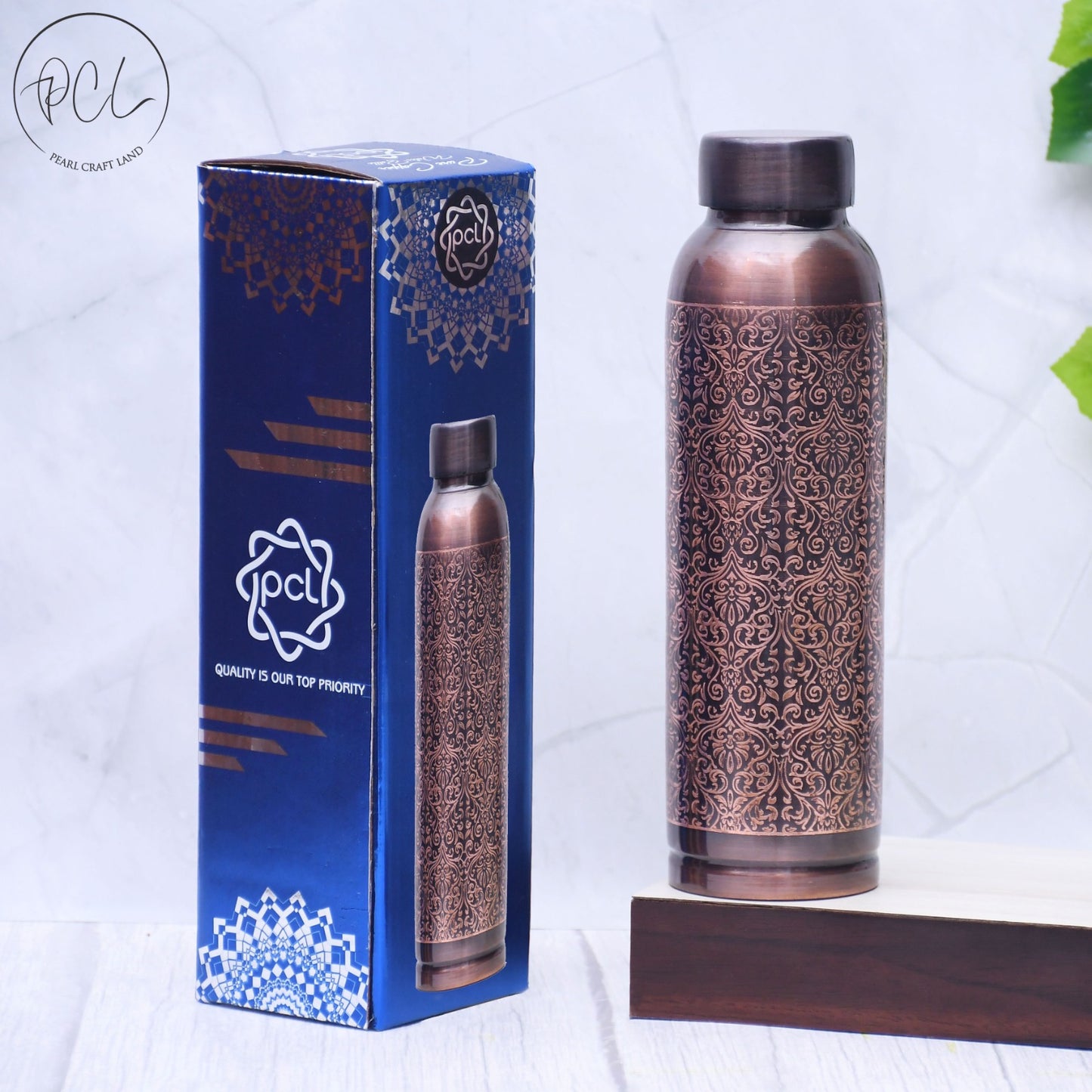 Pure Copper Water Bottle Milton Antique Engraved Design Capacity 1000ML