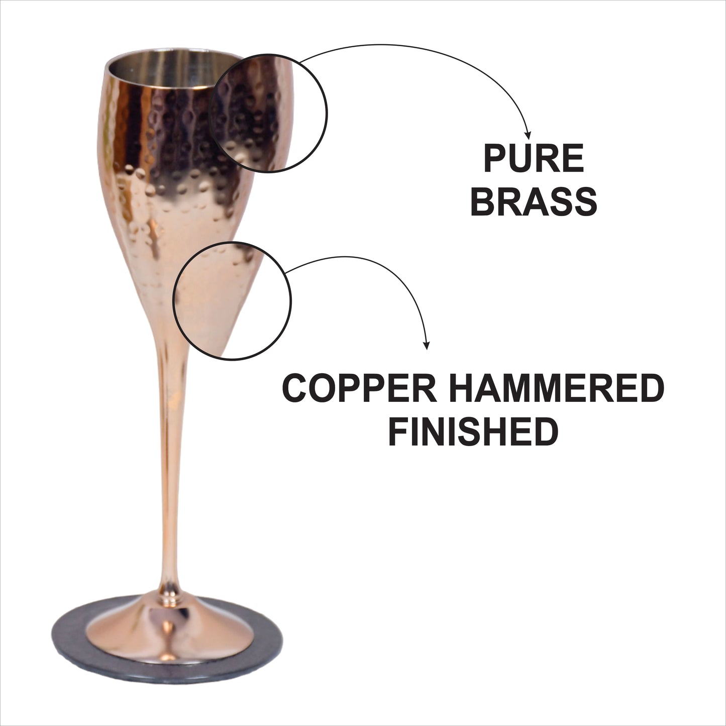 Beautifully Designed Round Copper Finished Goblet Glasses | Set of 2