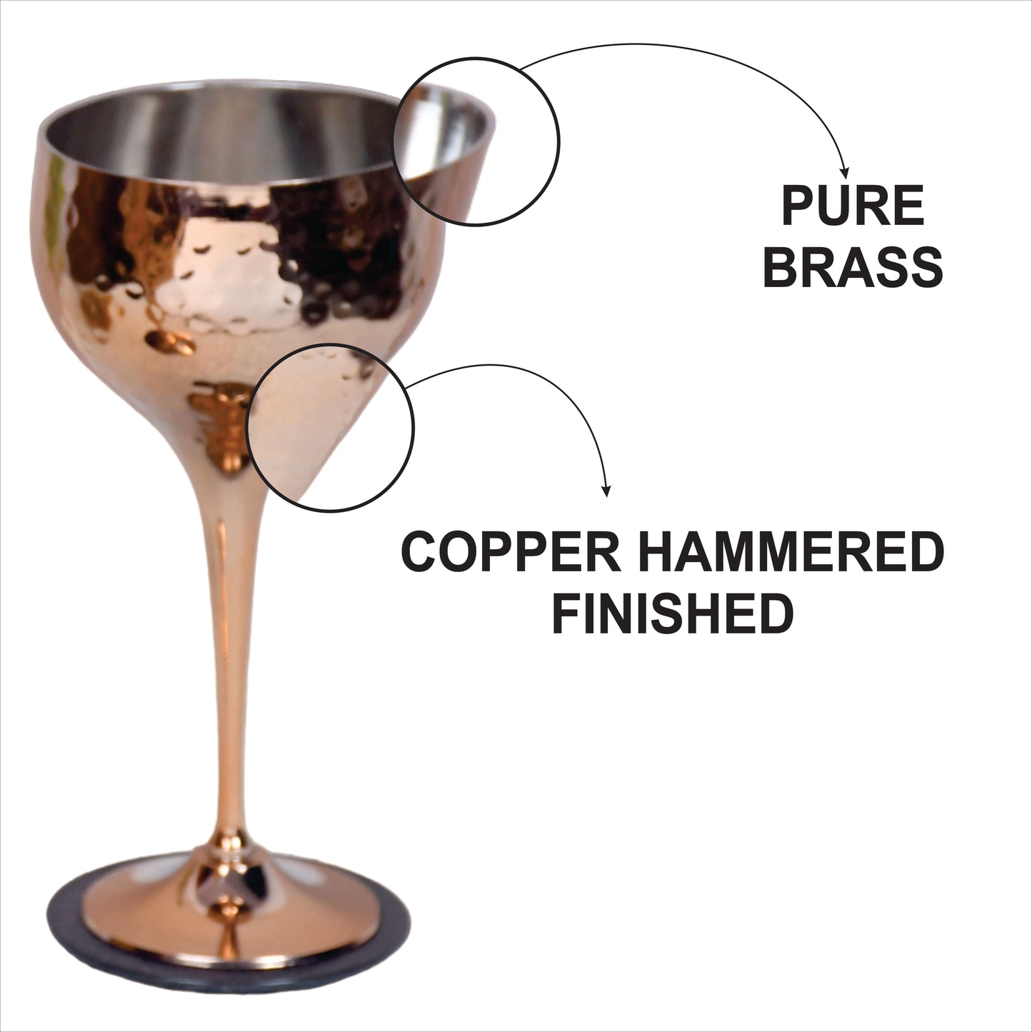 Beautifully Designed Pakiza Copper Finished Goblet Glasses | Set of 2