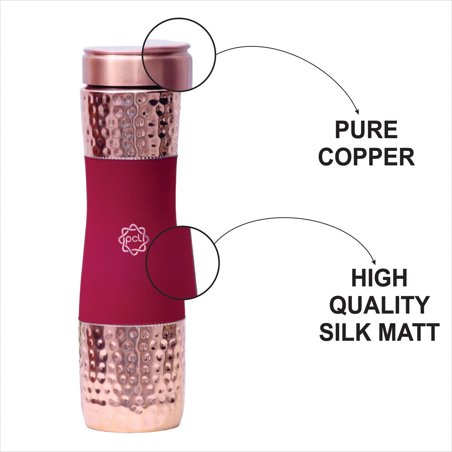 Pure Copper Silk Finished Water Bottle