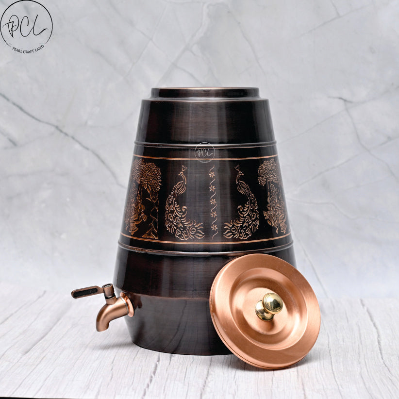 Pure Copper Water Dispenser Conical  Antique Engraved Designed