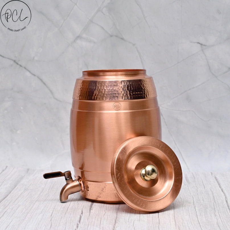 Pure Copper Water Dispenser Barrel Top Hammered Designed