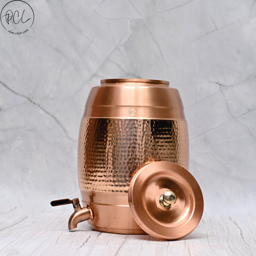 Pure Copper Water Dispenser Barrel Mid-Hammered Designed