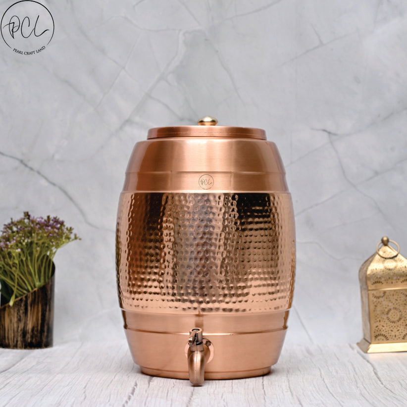 Pure Copper Water Dispenser Barrel Mid-Hammered Designed