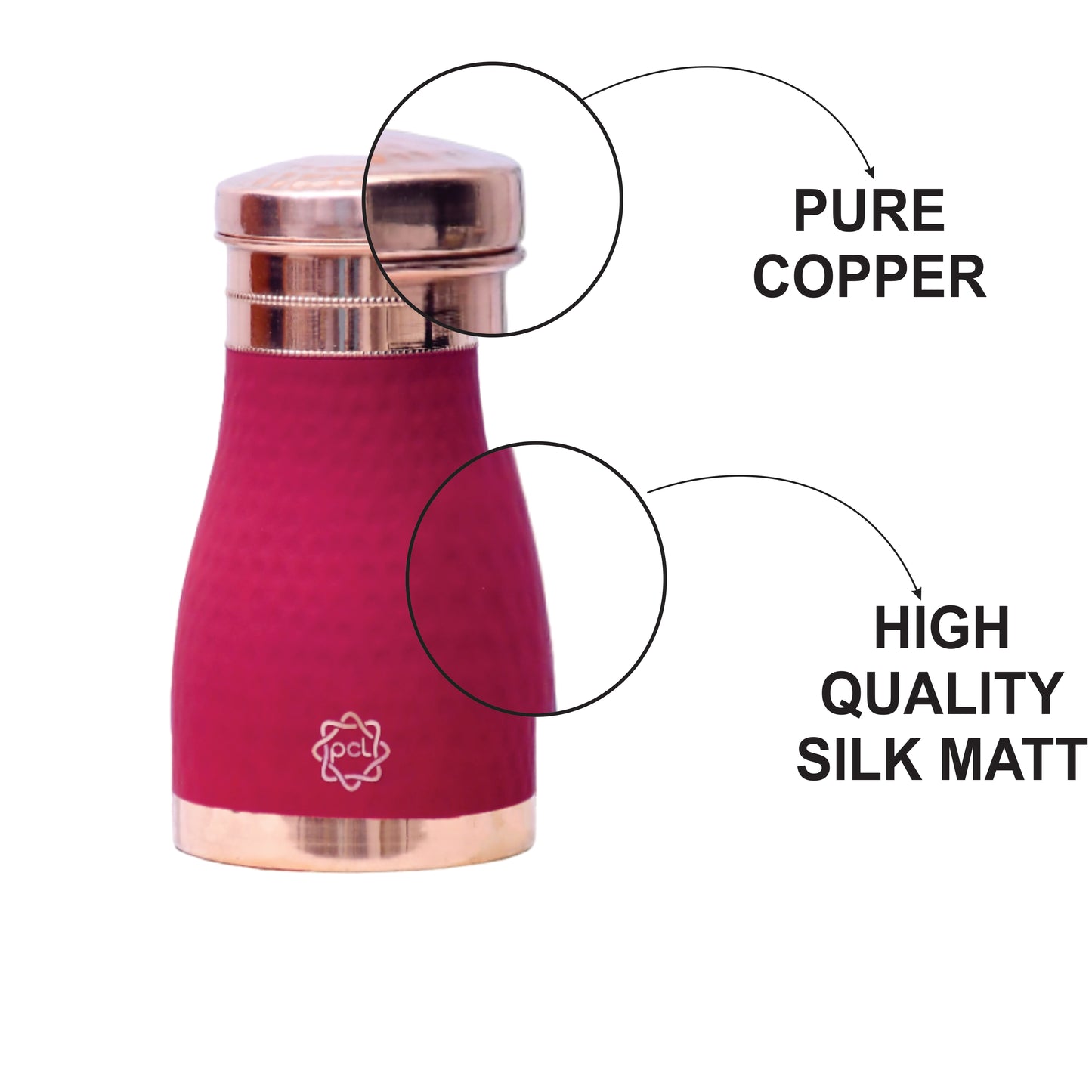 Pure Copper Silk Red Cherry Bedside Jar with Inbuilt Glass Capacity 1000ML