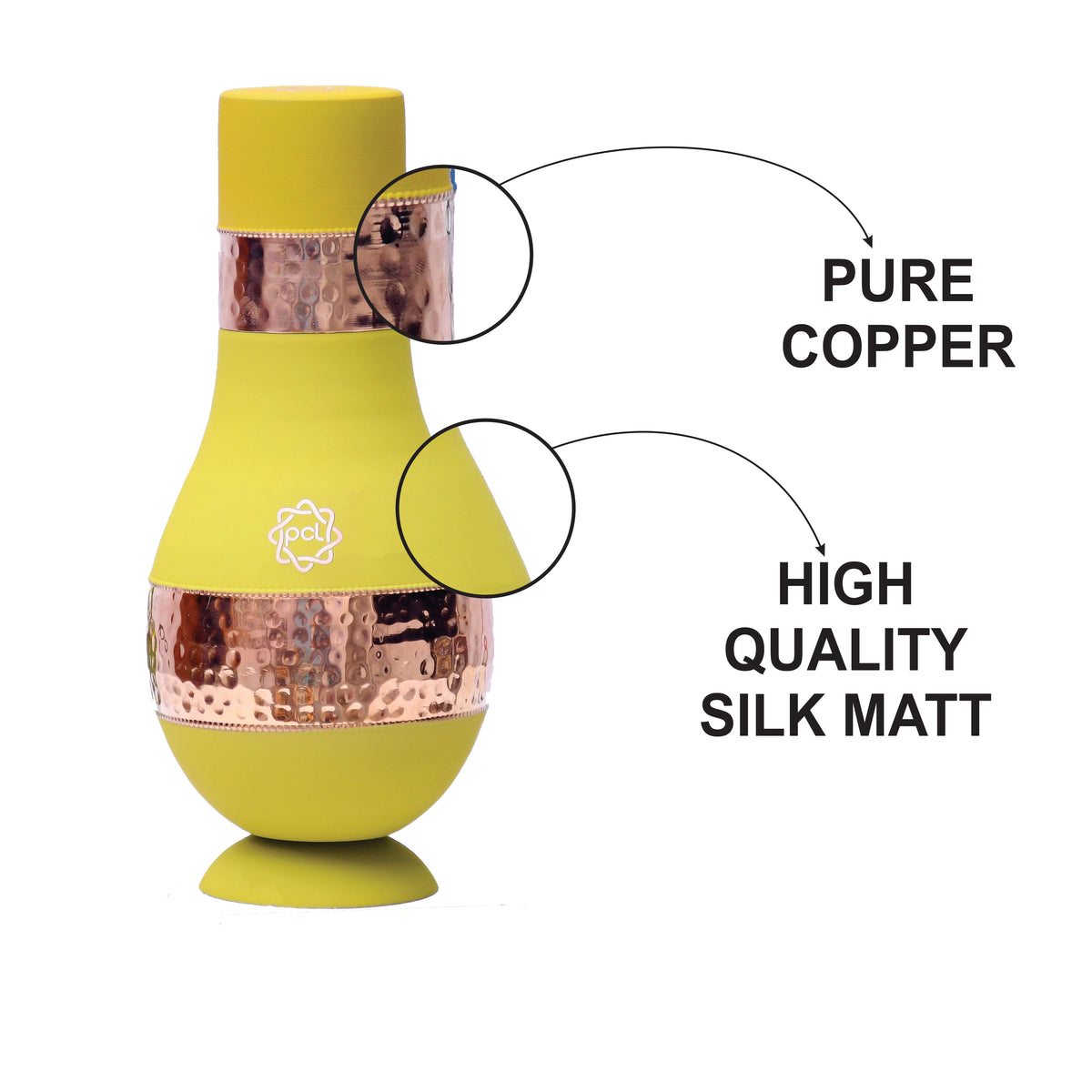 Filtr Surahi Pure Copper Silk Yellow Modern Surahi with Inbuilt Glass Capacity 1000 ...